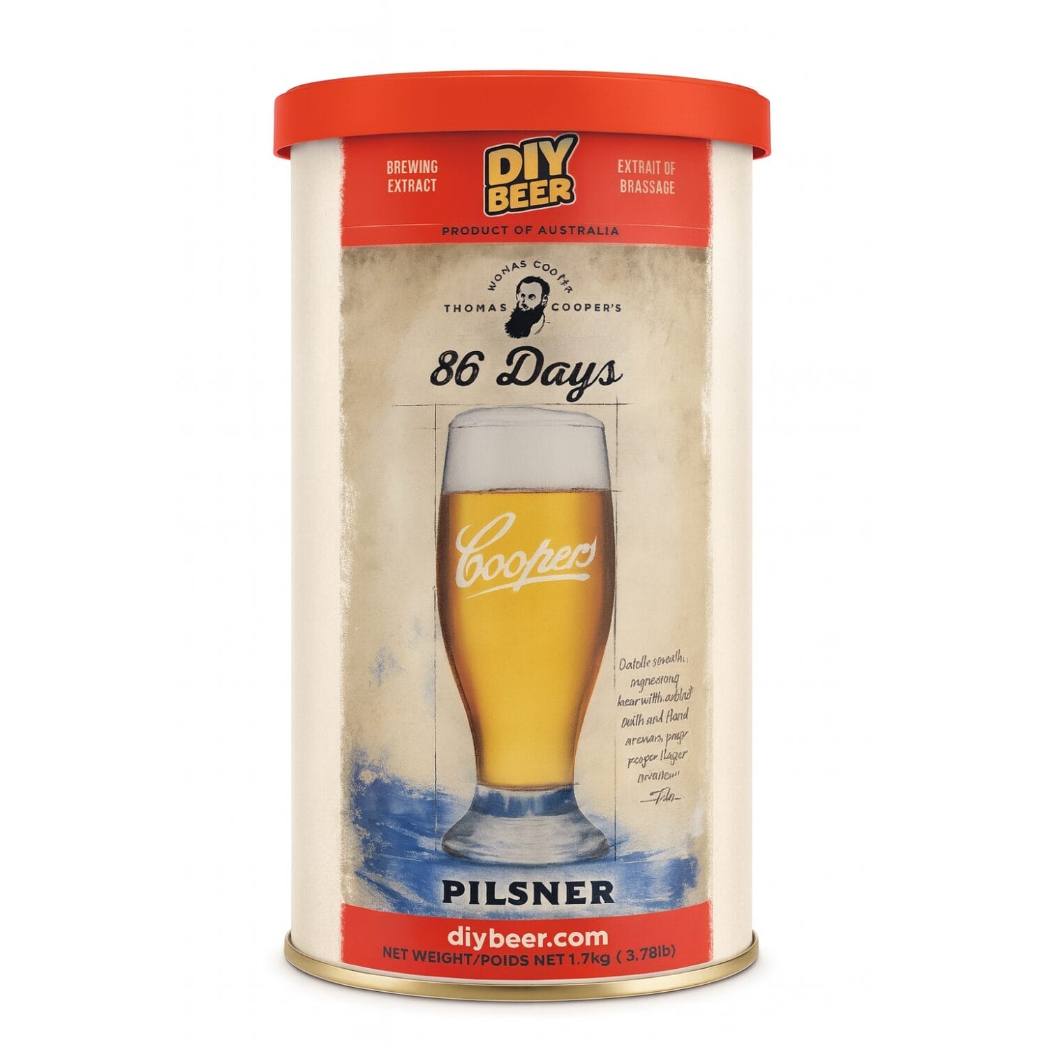 Malto Coopers 86 Days Pilsner 1,7 kg per birra chiara fai da te DIY Beer Australia