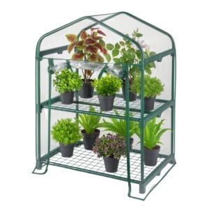 Mini serra da balcone in policarbonato a 2 ripiani