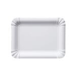 Vassoio cartone bianco politenato per alimenti, fondo pieno rettangolare