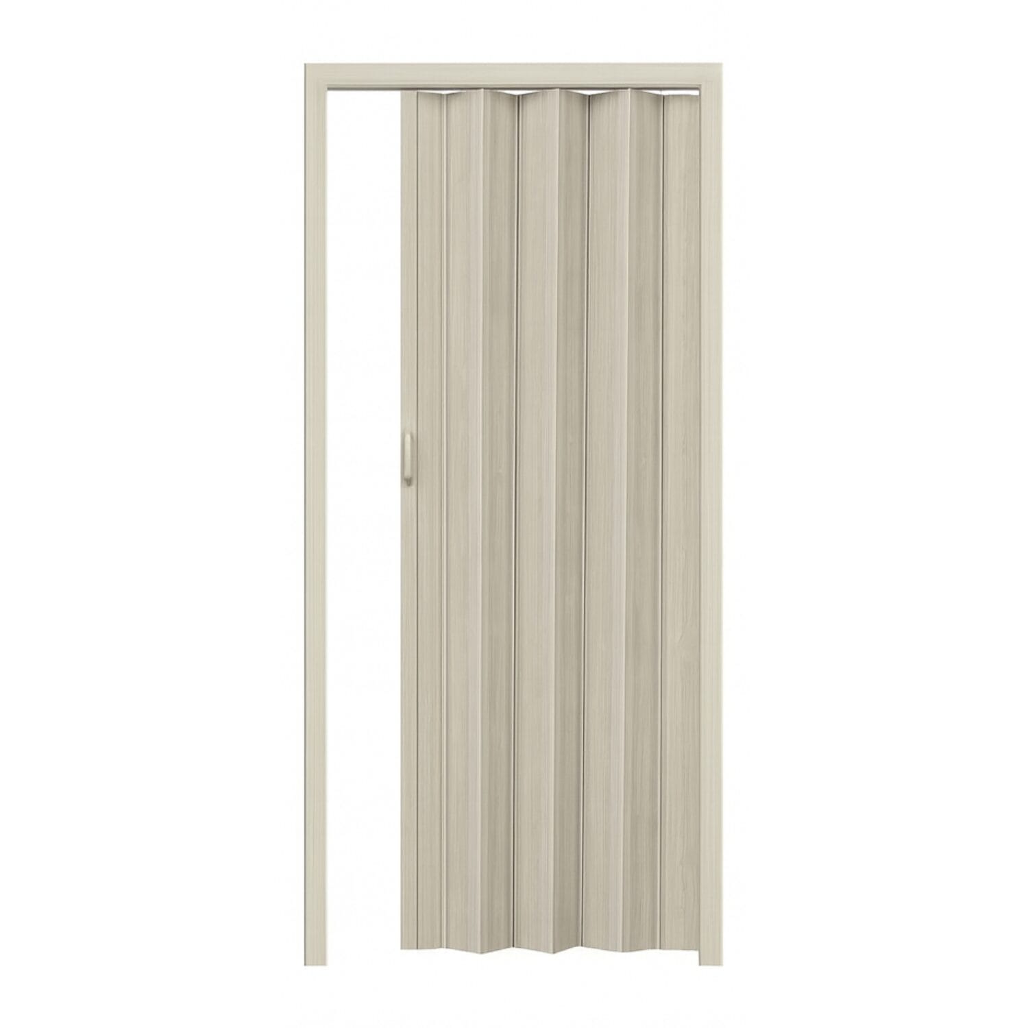 Porta a soffietto in PVC colore rovere chiaro con venature in rilievo