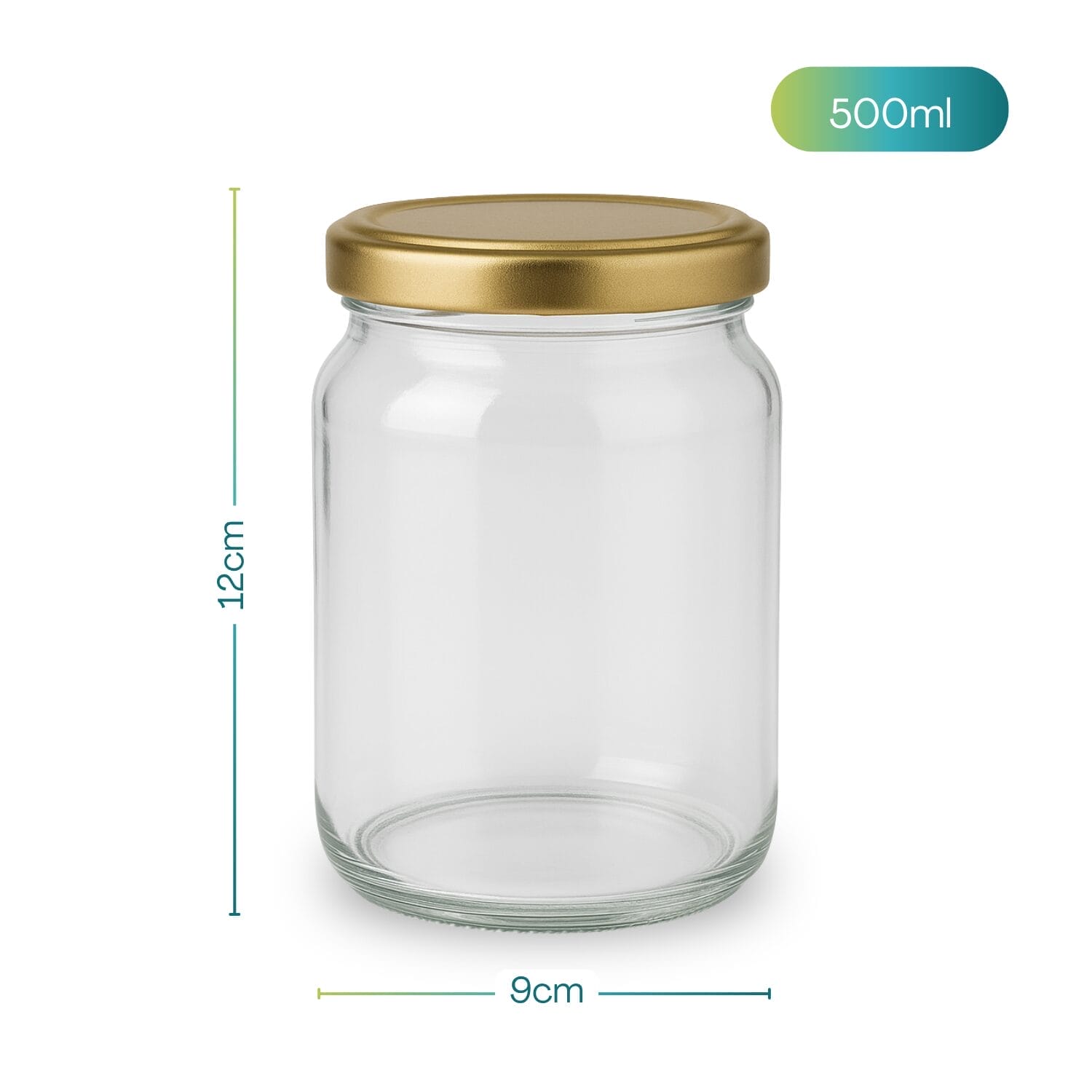 10-barattolo-in-vetro-500ml Barattolo in vetro da 500 ml con tappo dorato ermetico per conserve
