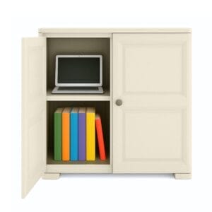 Mobile basso in plastica effetto legno a 2 ante