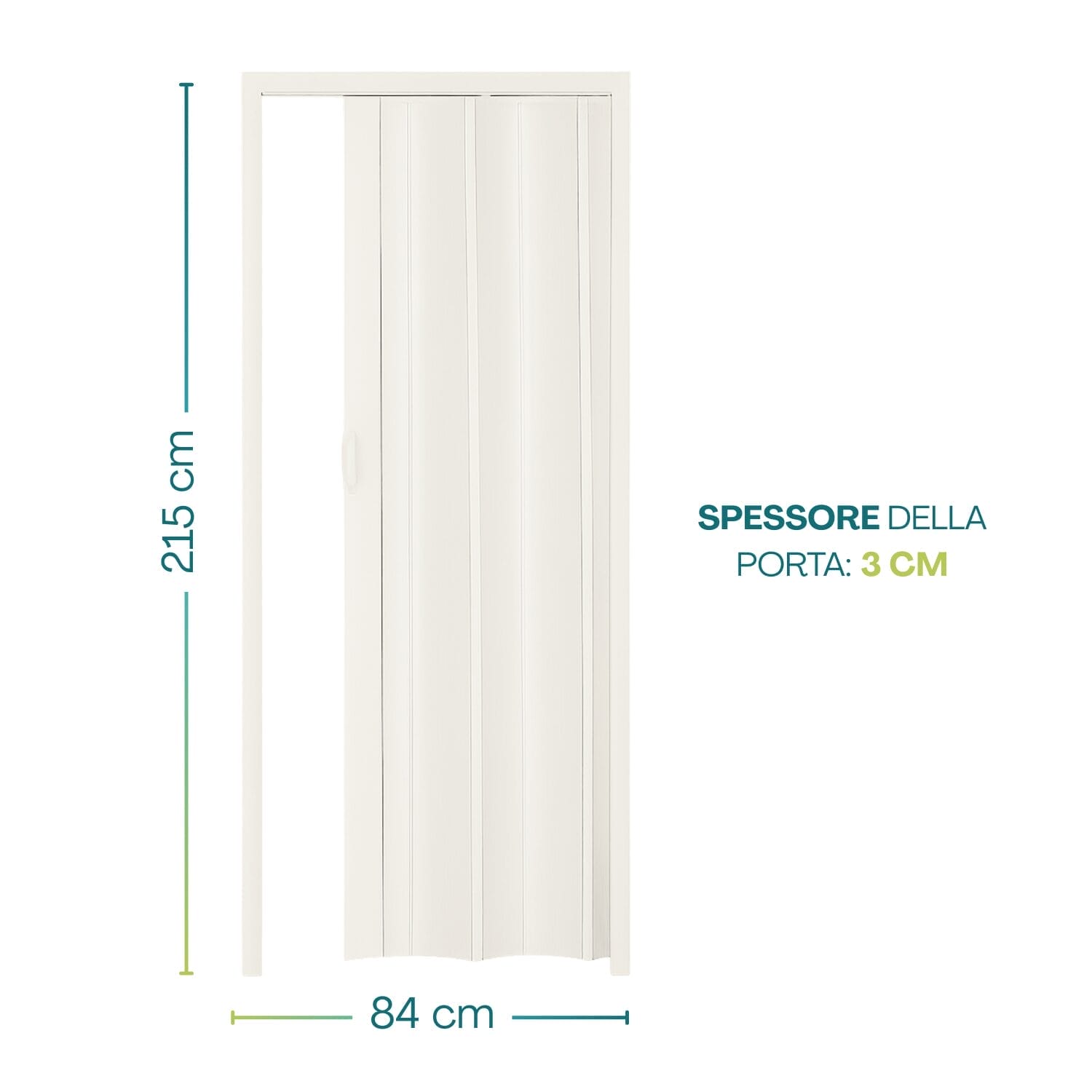 Porta a soffietto PVC bianco 84x215 cm spessore 3 cm