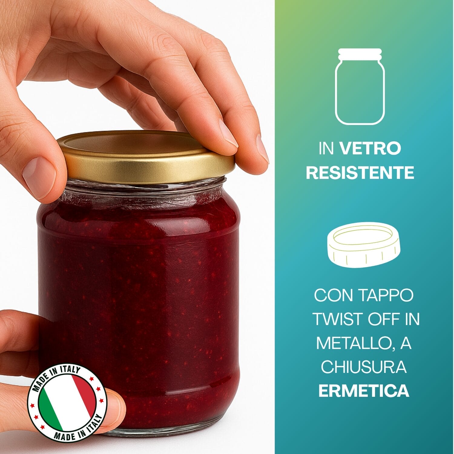 11-barattolo-in-vetro-dettagli Barattolo in vetro resistente con tappo in metallo twist off Made in Italy