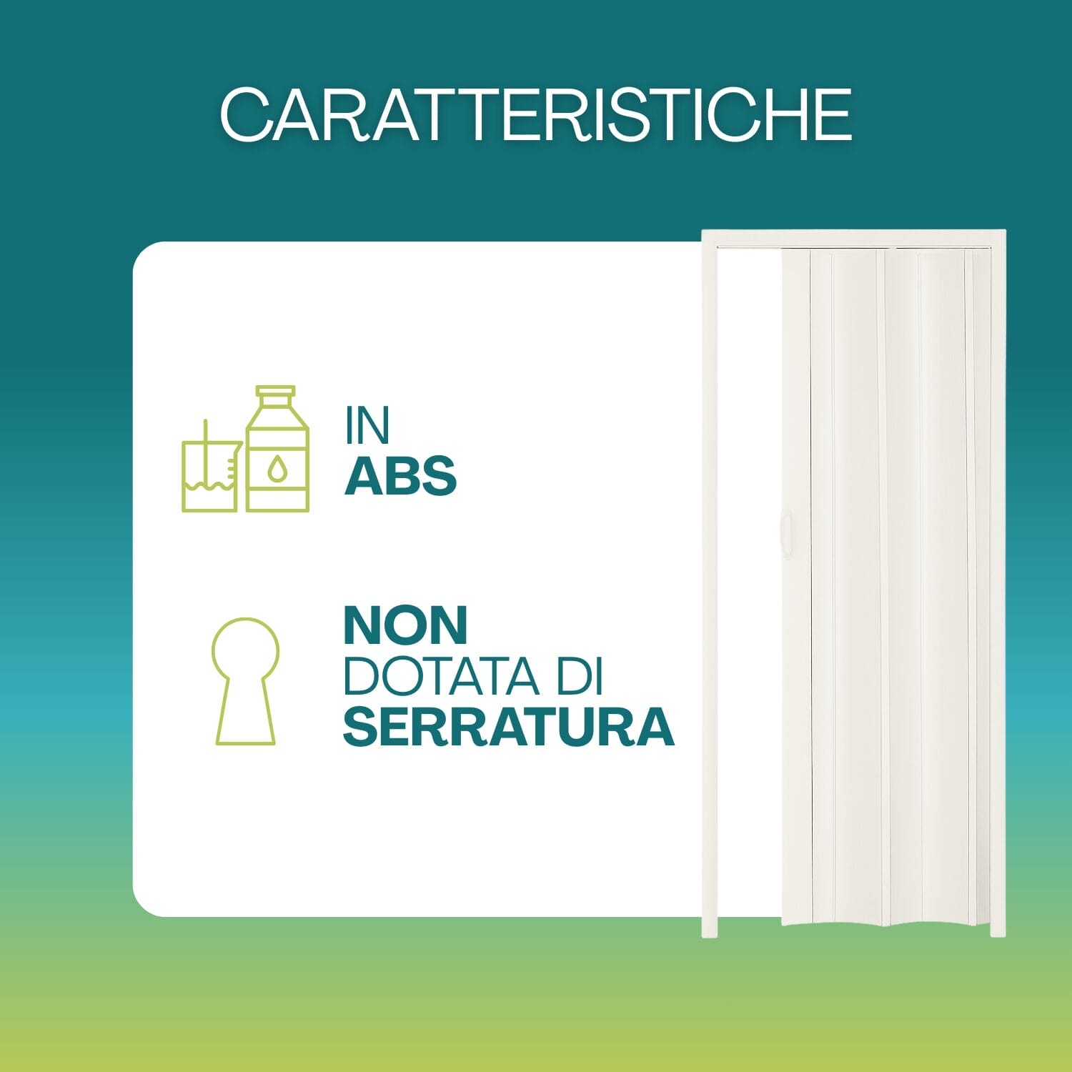 Porta a soffietto bianca dettaglio superficie liscia in ABS resistente e pratica