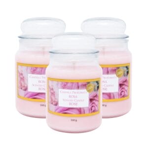 Set 3 candele profumate in giara da 510 gr Profumazione Rosa