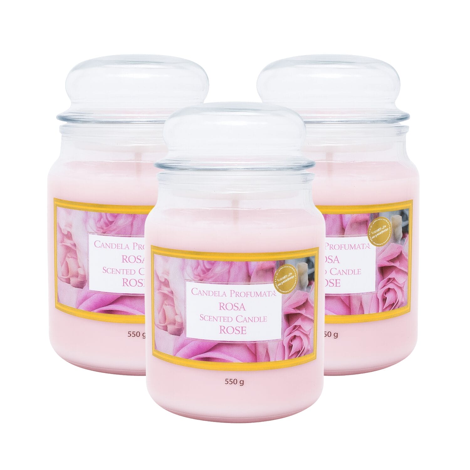 13-candela-rosa-principale Candela profumata rosa in vaso di vetro con tappo – set 3 pezzi Made in Italy