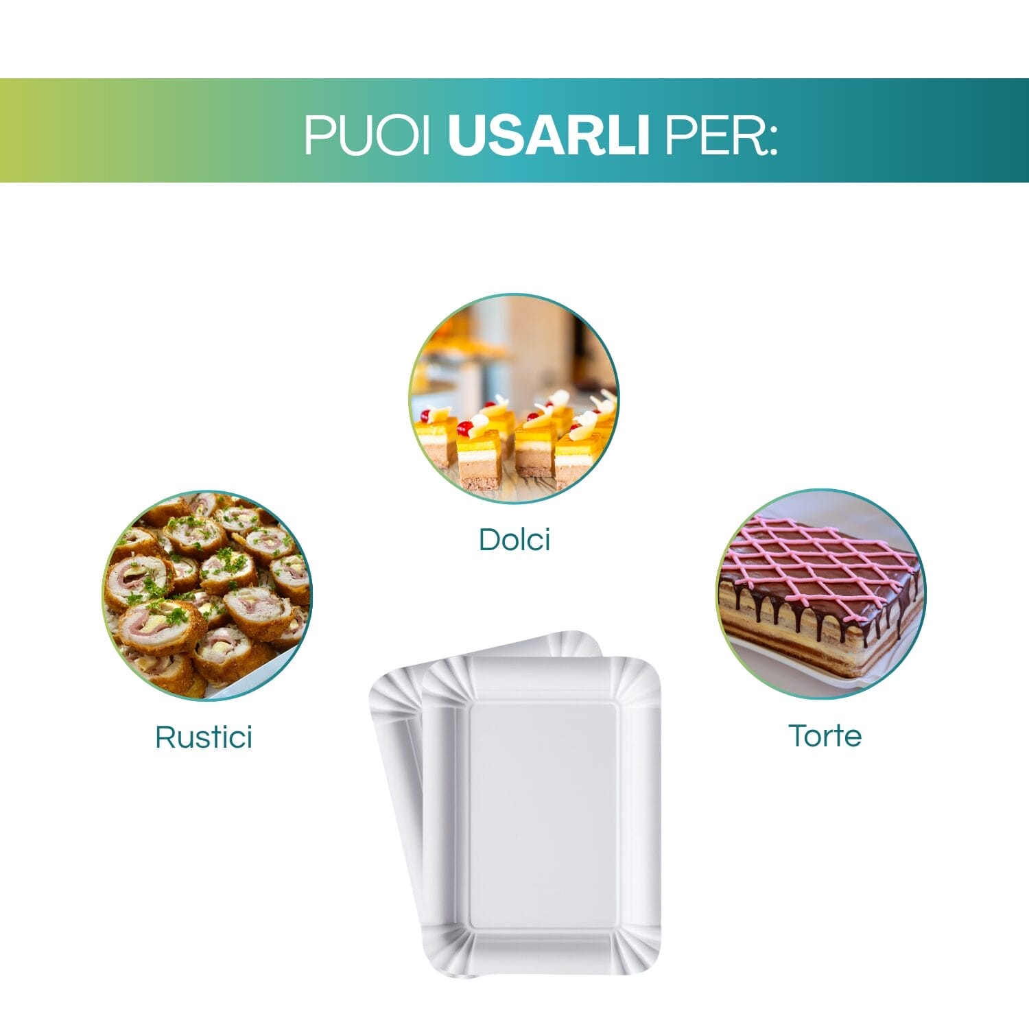 Vassoi in cartone bianco politenato per rustici, dolci, torte e uso professionale