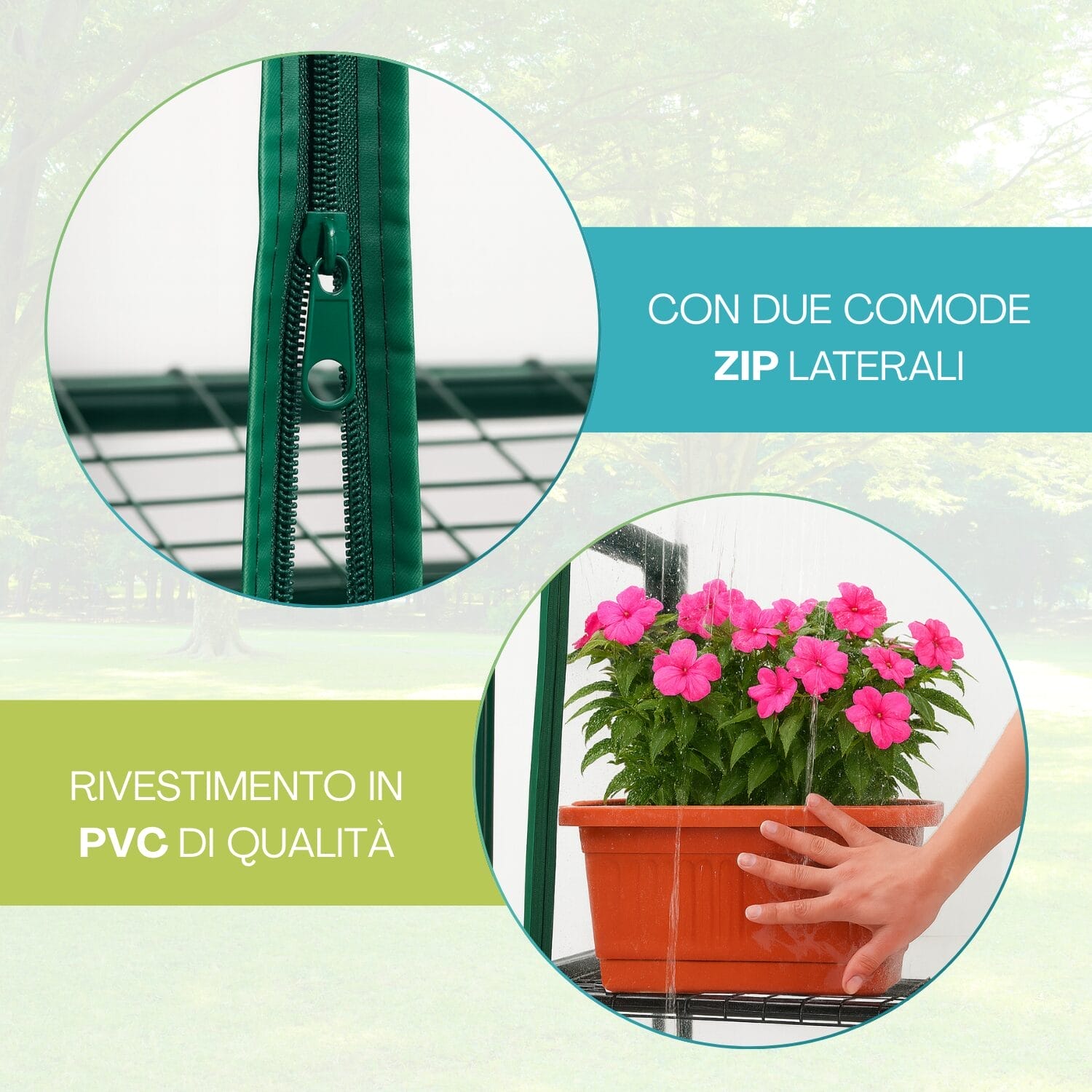 Serra con rivestimento PVC trasparente e doppia zip laterale