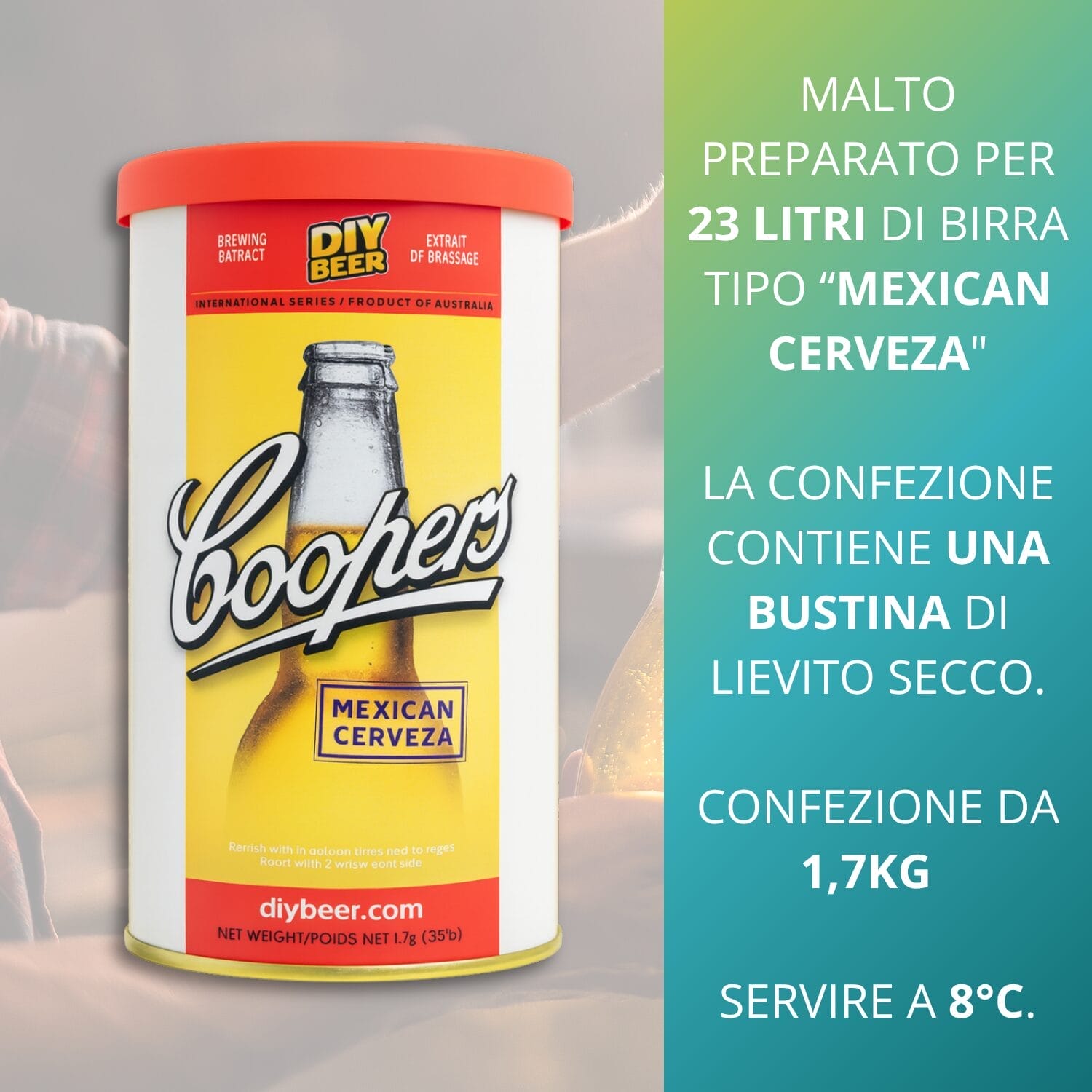 Malto per birra Coopers Mexican Cerveza 1,7 kg con lievito secco per 23 litri