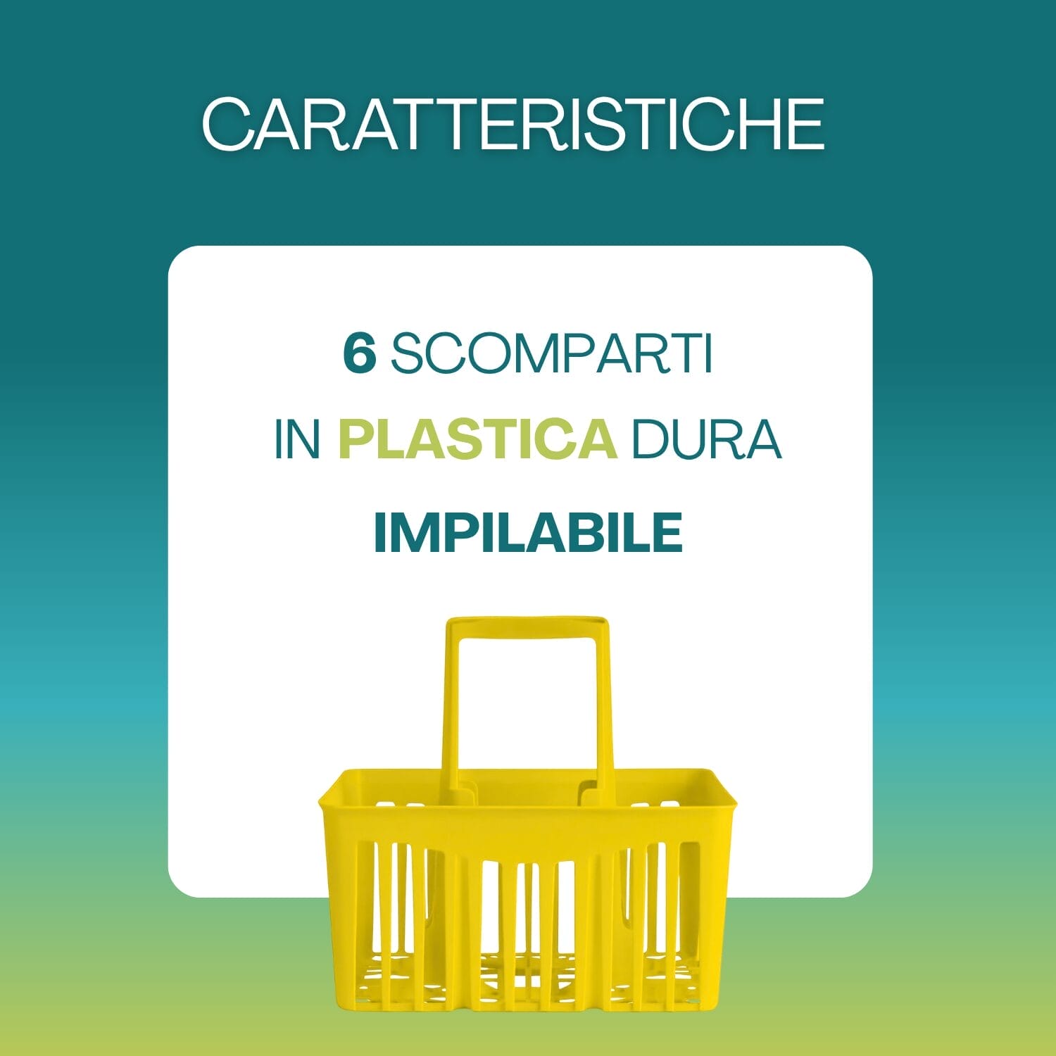 Portabottiglie 6 scomparti in plastica dura impilabile