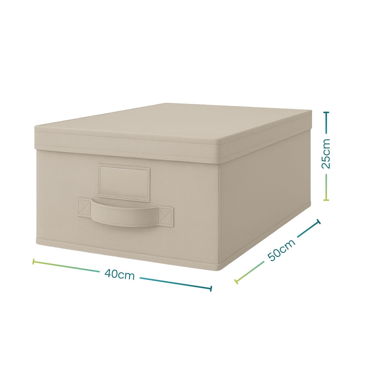 Contenitore pieghevole Oxford beige con coperchio e misure 50x40x25 cm