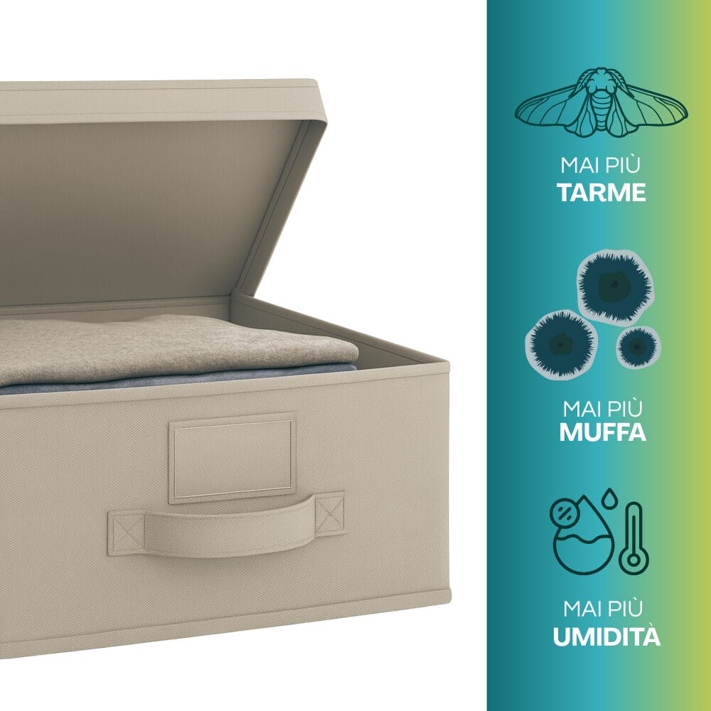 Scatola portaoggetti Oxford beige con protezione antimuffa, antitarme e antiumidità