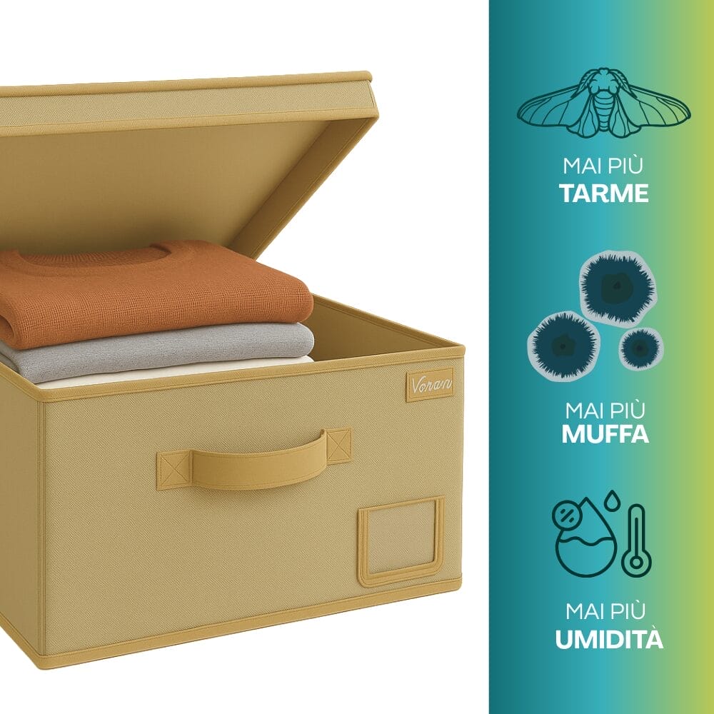 Scatola portaoggetti Oxford beige con protezione antimuffa, antitarme e antiumidità