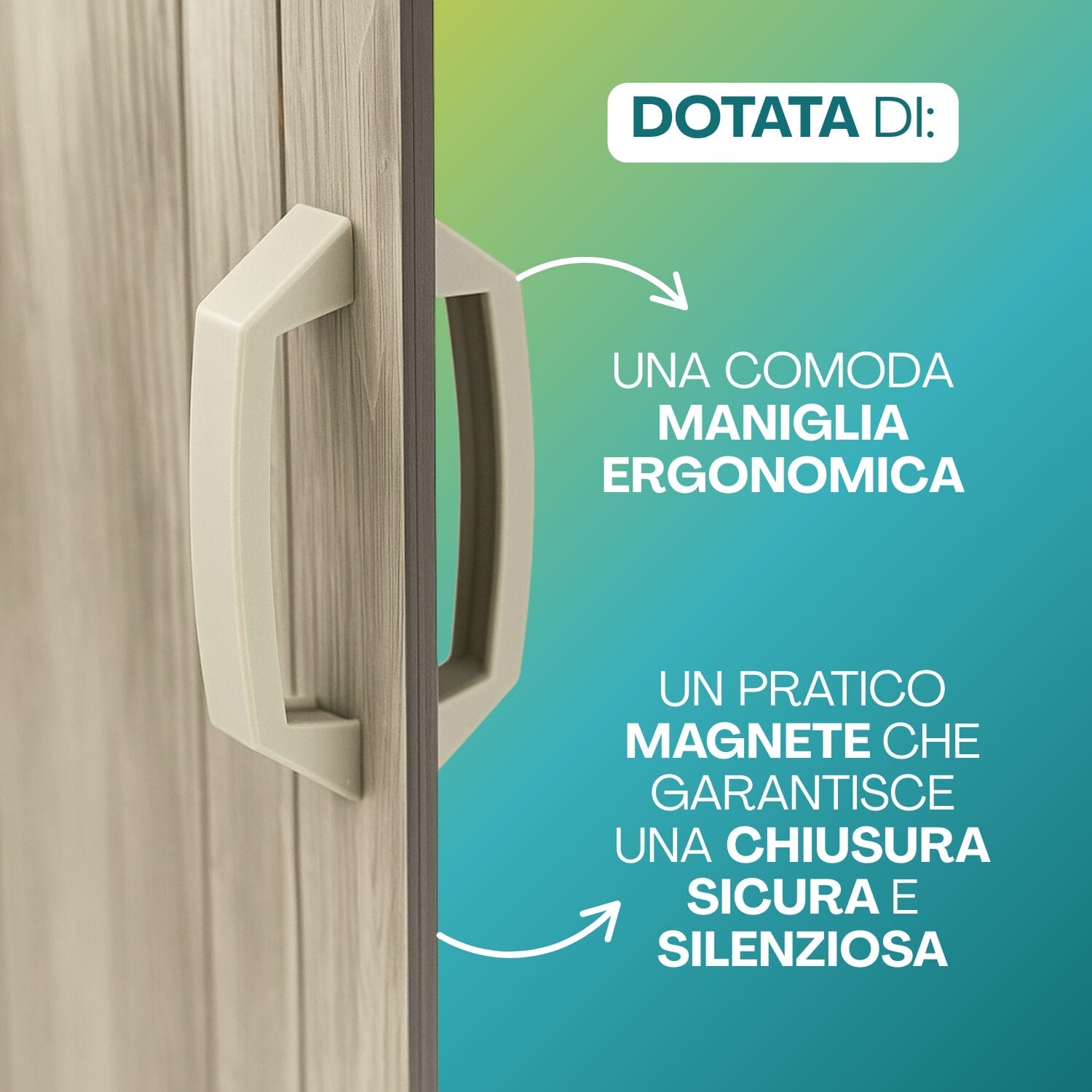 Maniglia ergonomica e chiusura magnetica porta a soffietto in PVC