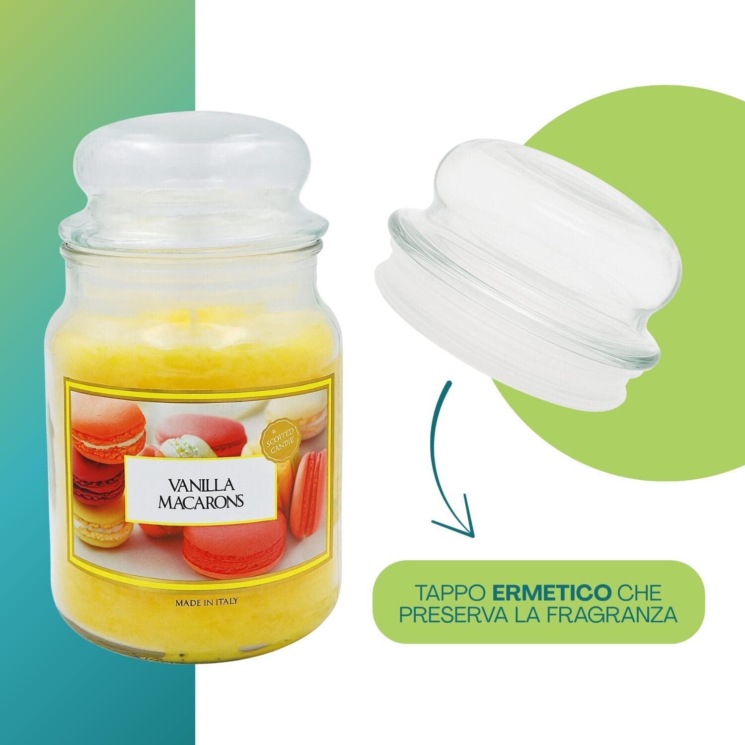 57-candela-vanilla-cupcake-tappo Candela vaniglia macarons con tappo ermetico che preserva aroma