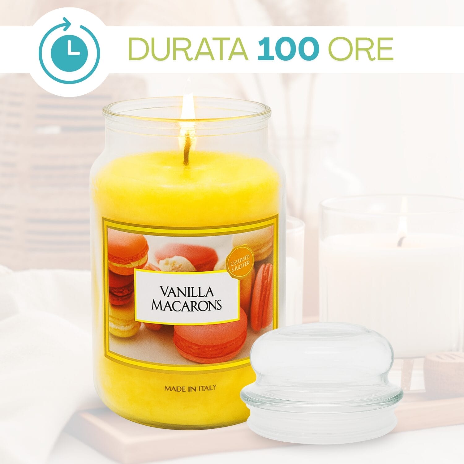 58-candela-vanilla-cupcake-durata Candela vaniglia macarons profumata con durata 100 ore