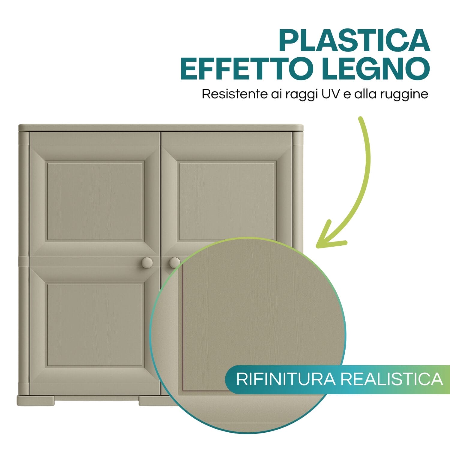 7-mobile-talpa Armadio basso talpa con 4 vani portaoggetti per casa, garage o giardino