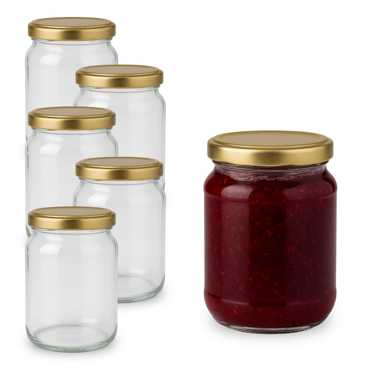 8-barattolo-in-vetro-principale Set 6 barattoli in vetro con tappo dorato per conserve marmellate e salse