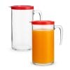 9-brocca-1l-principale Set 2 brocche in vetro con coperchio rosso da 1 litro per bevande