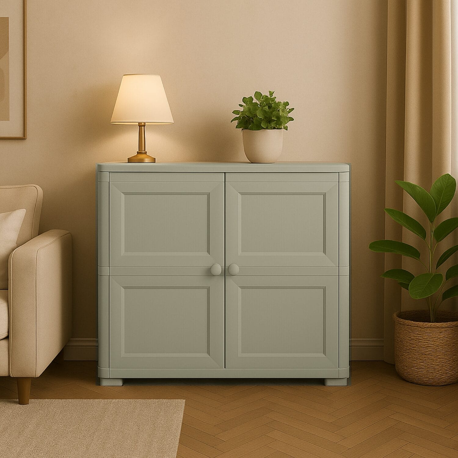 Mobile talpa effetto legno Paluplus ambientato in soggiorno moderno