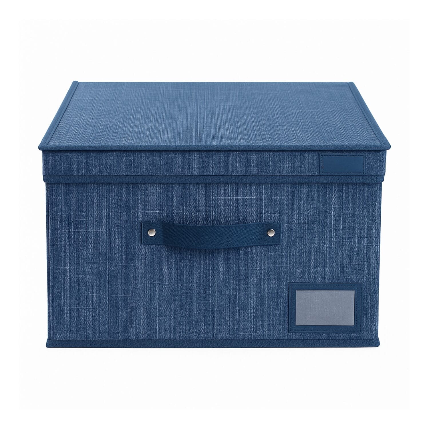 Scatola contenitore in tessuto oxford blu con coperchio e maniglia