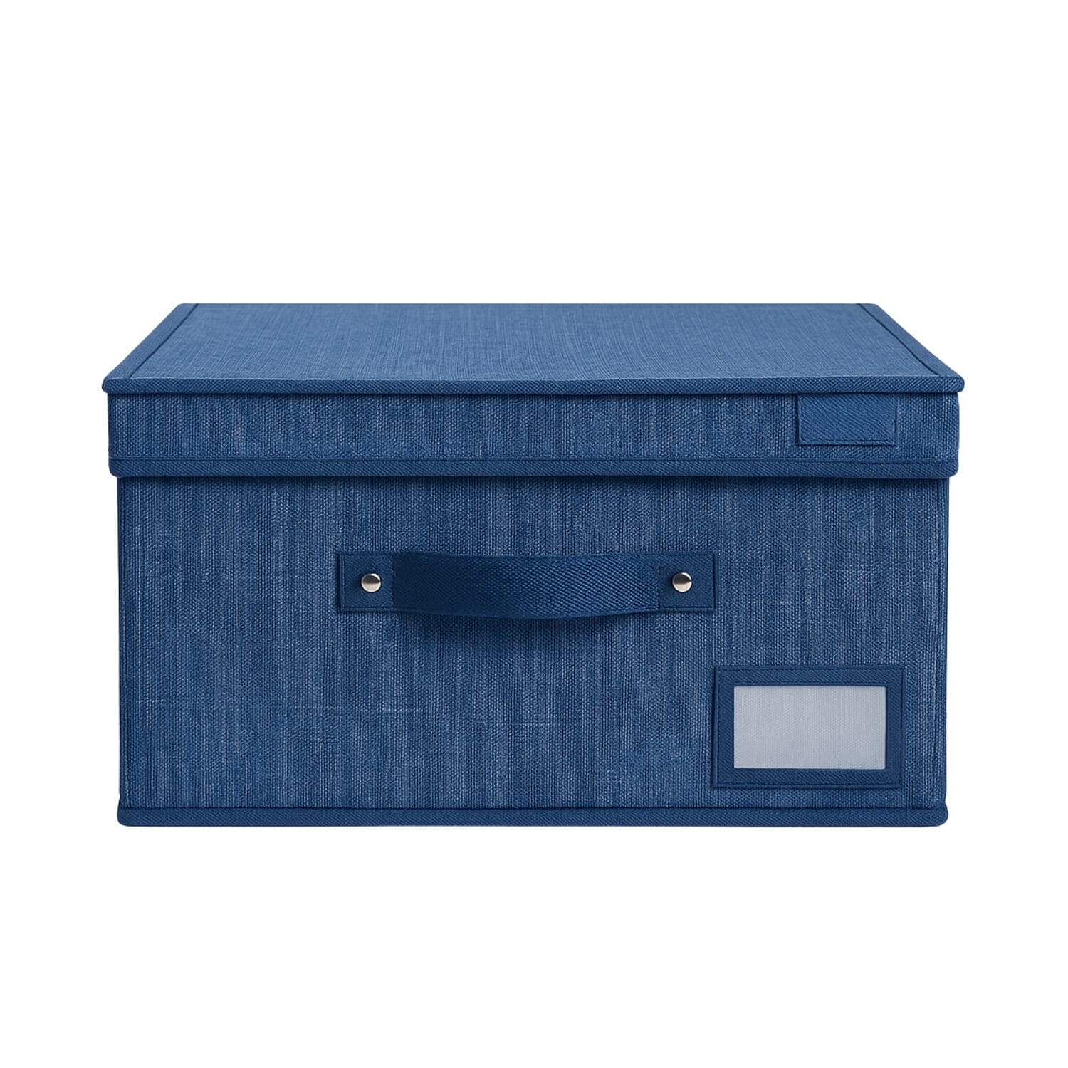 Scatola contenitore in tessuto oxford blu con coperchio e maniglia