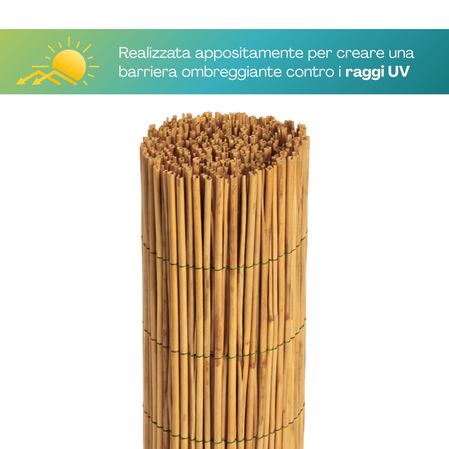 Arella ombreggiante in bambù naturale arrotolata, schermatura sole e raggi UV per giardino e gazebo