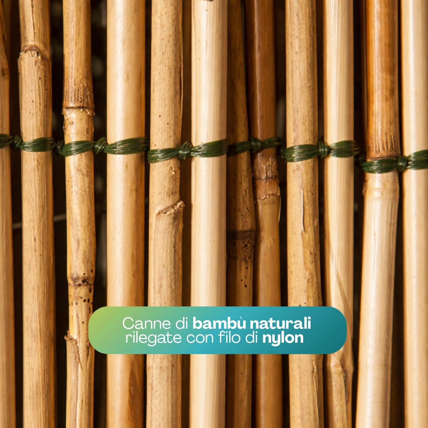 arella in bambù materiale Dettaglio canniccio in bambù naturale legato con filo nylon, arella resistente da esterno