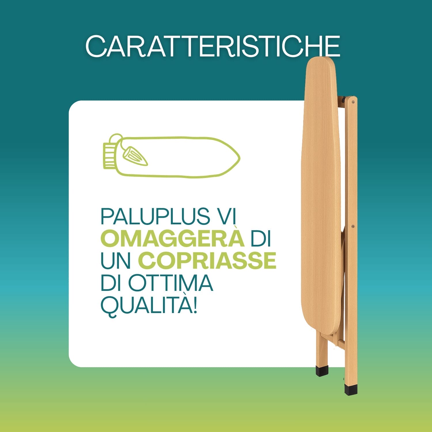 Asse da stiro pieghevole in legno con copriasse omaggio Paluplus