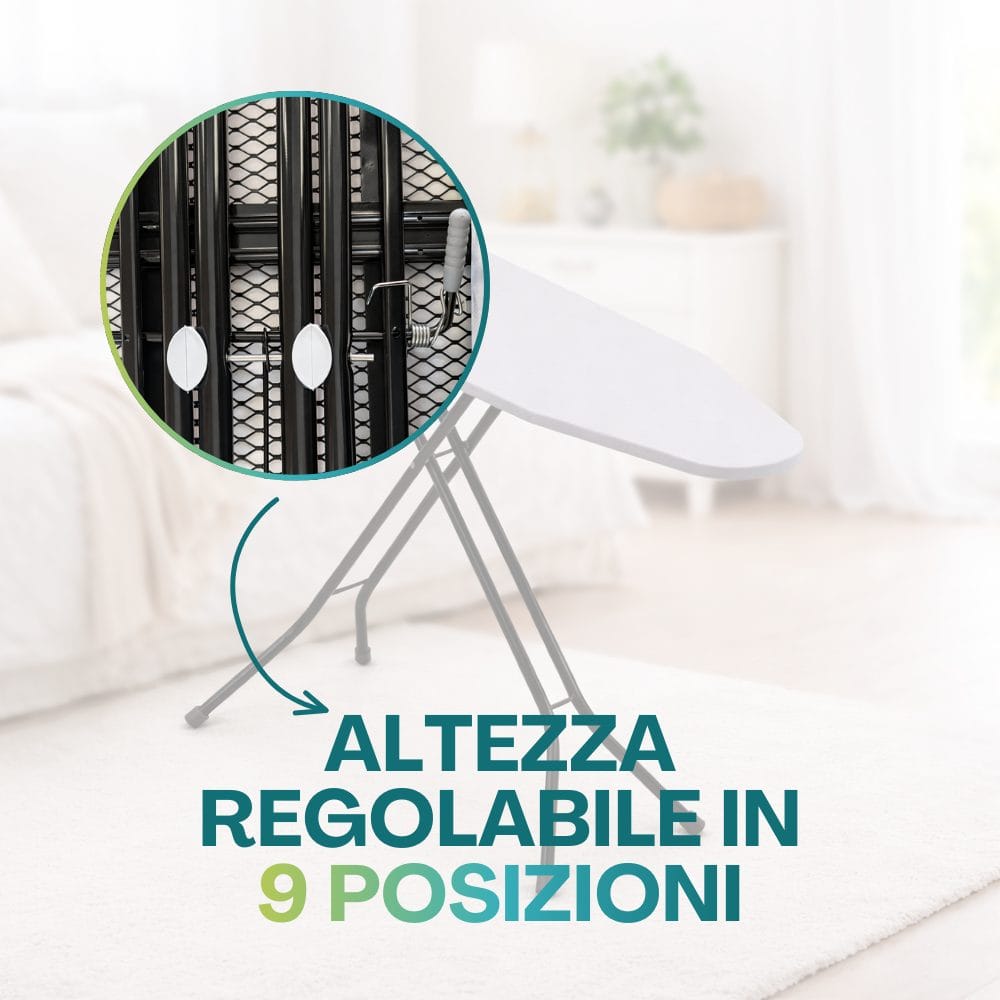 asse da stiro posizioni Asse da stiro regolabile in 9 posizioni stabile e pieghevole