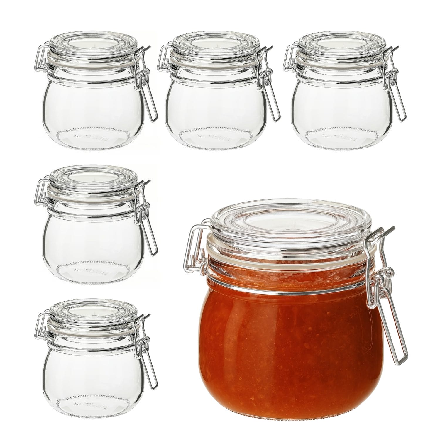 Barattoli in vetro trasparente con chiusura ermetica a clip, set per conserve alimentari e dispensa