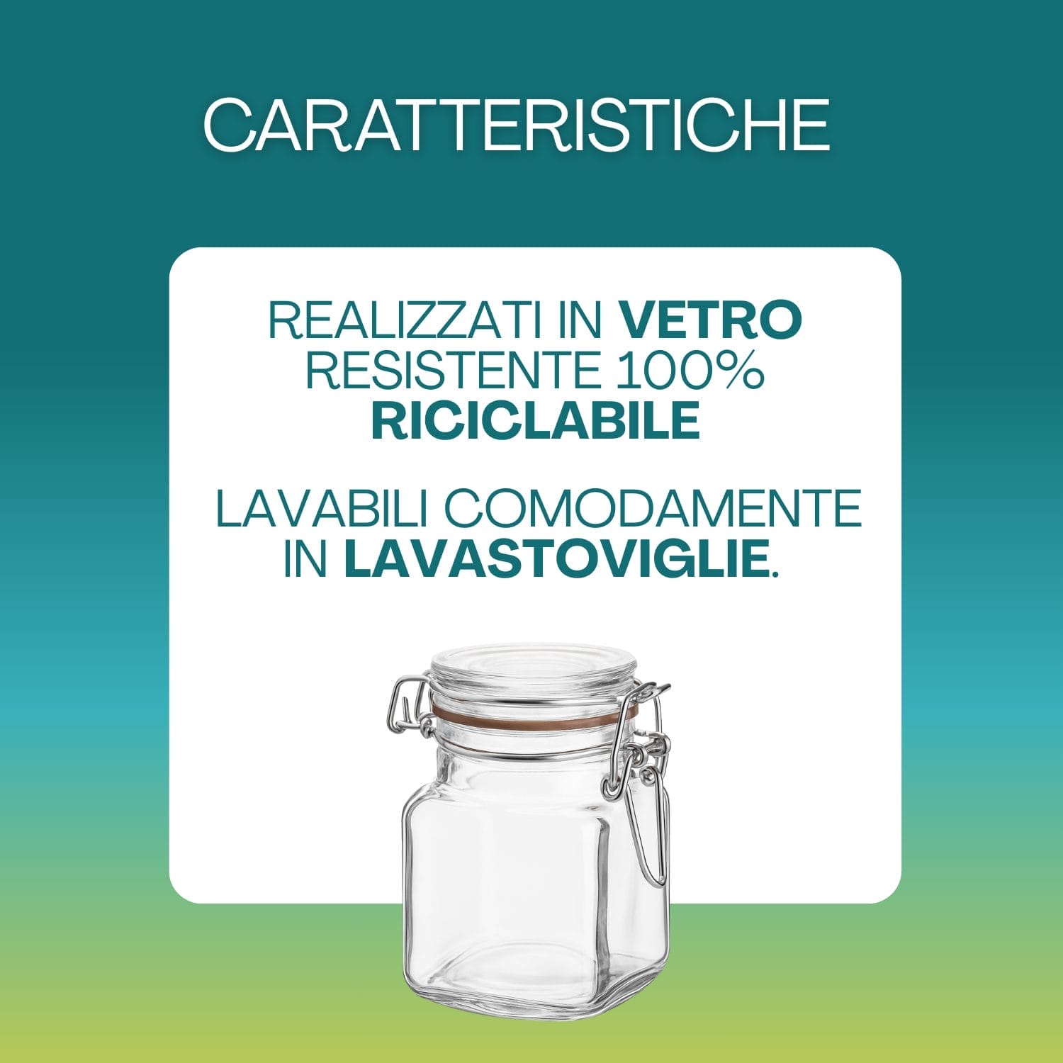 Barattolo piccolo in vetro resistente e riciclabile, lavabile in lavastoviglie