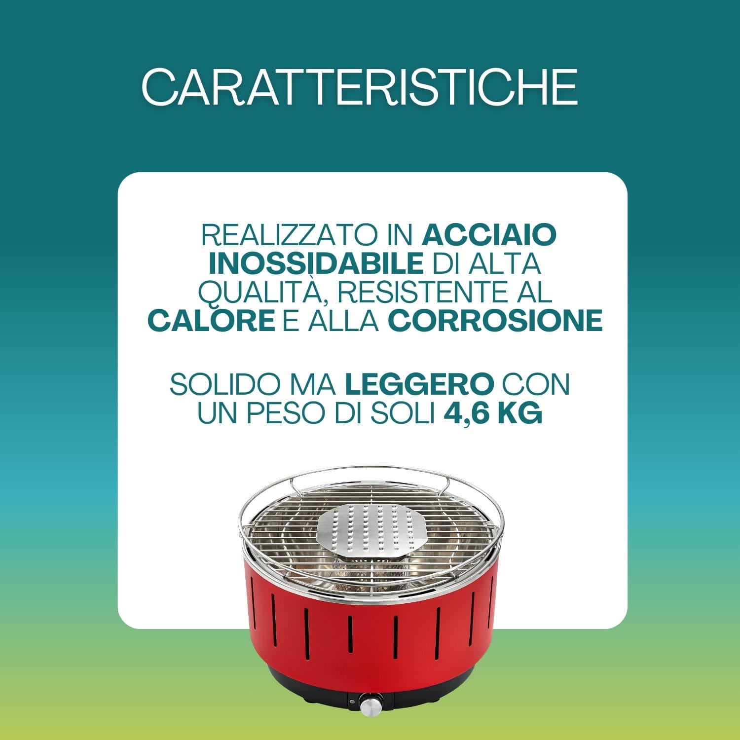 bbq da tavola caratteristiche Barbecue da tavolo con griglia removibile e braciere in acciaio inox