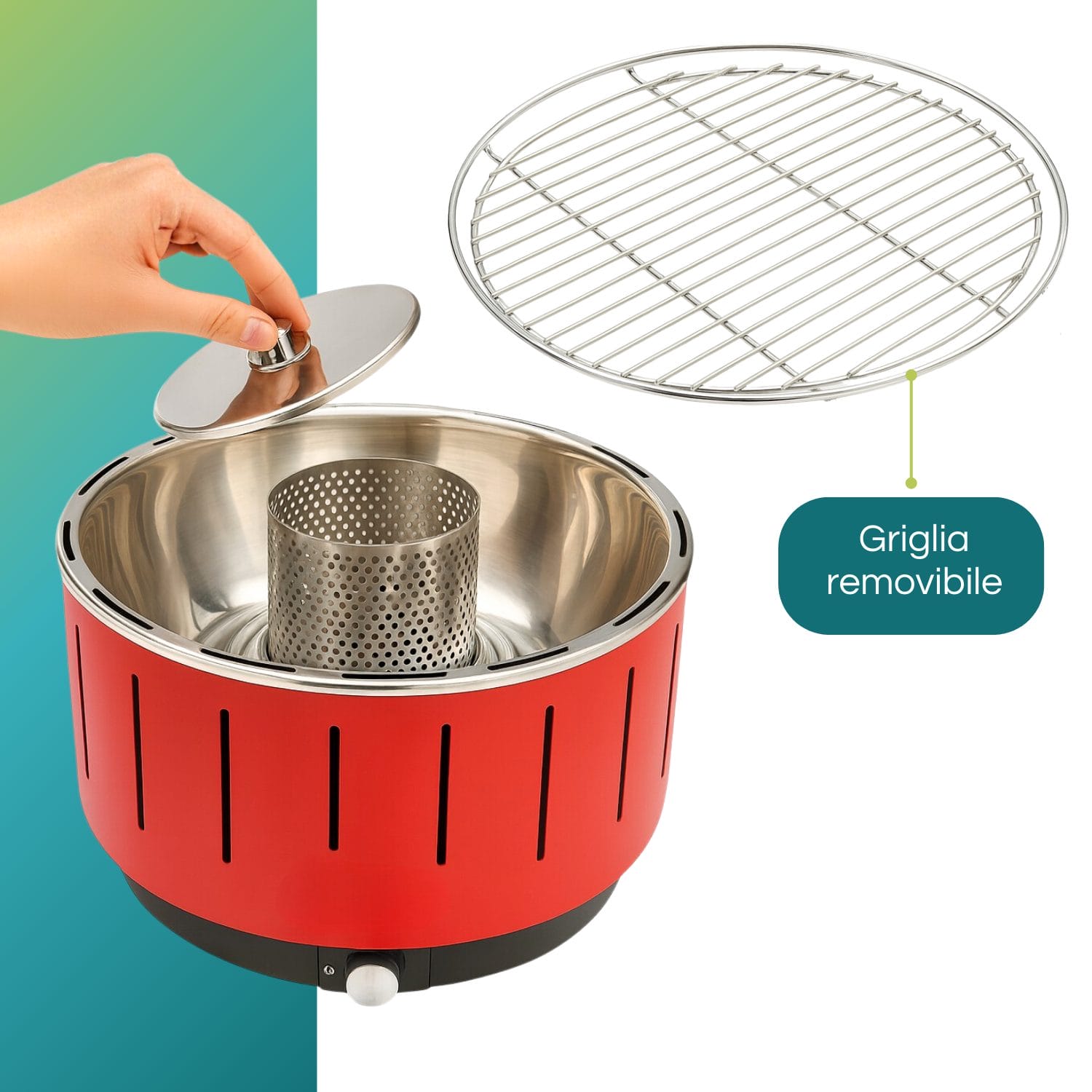 bbq da tavola griglia Barbecue da tavolo con griglia removibile e braciere in acciaio inox