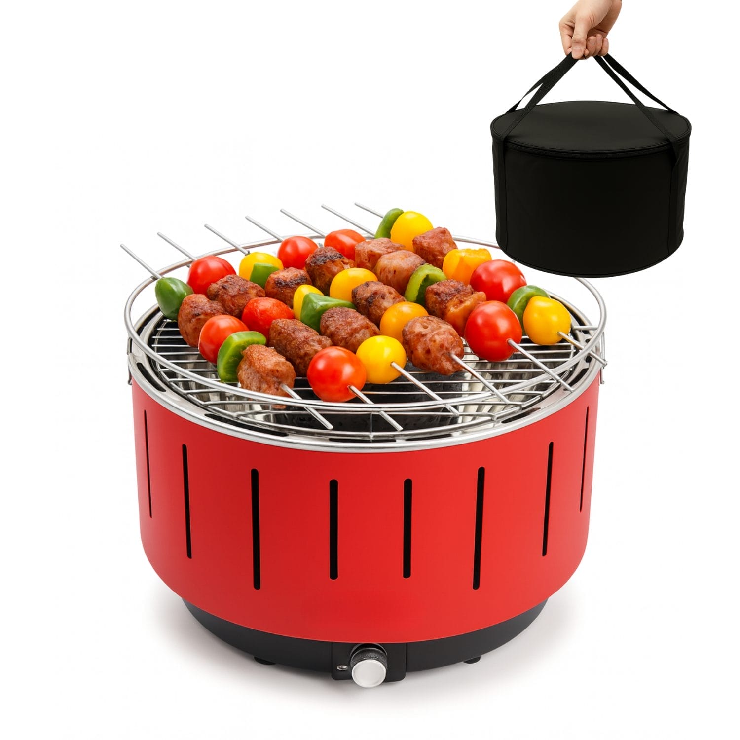 bbq da tavola principale Barbecue da tavolo con spiedini assortiti e borsa per trasporto inclusa