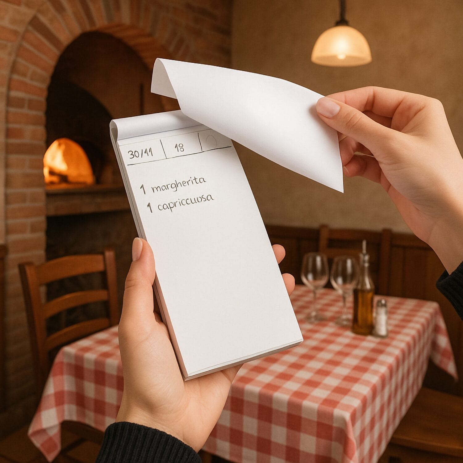 Blocco comande da ristorante utilizzato in sala per prendere ordinazioni