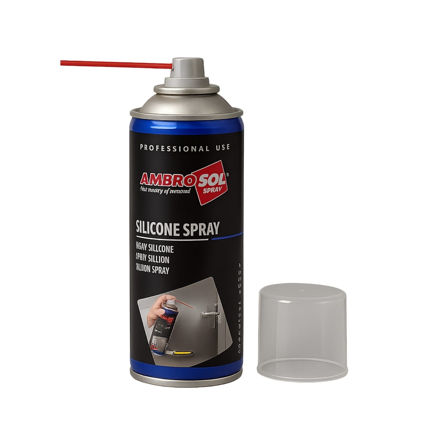 Spray al silicone Ambro-Sol con cannuccia rossa per applicazione precisa