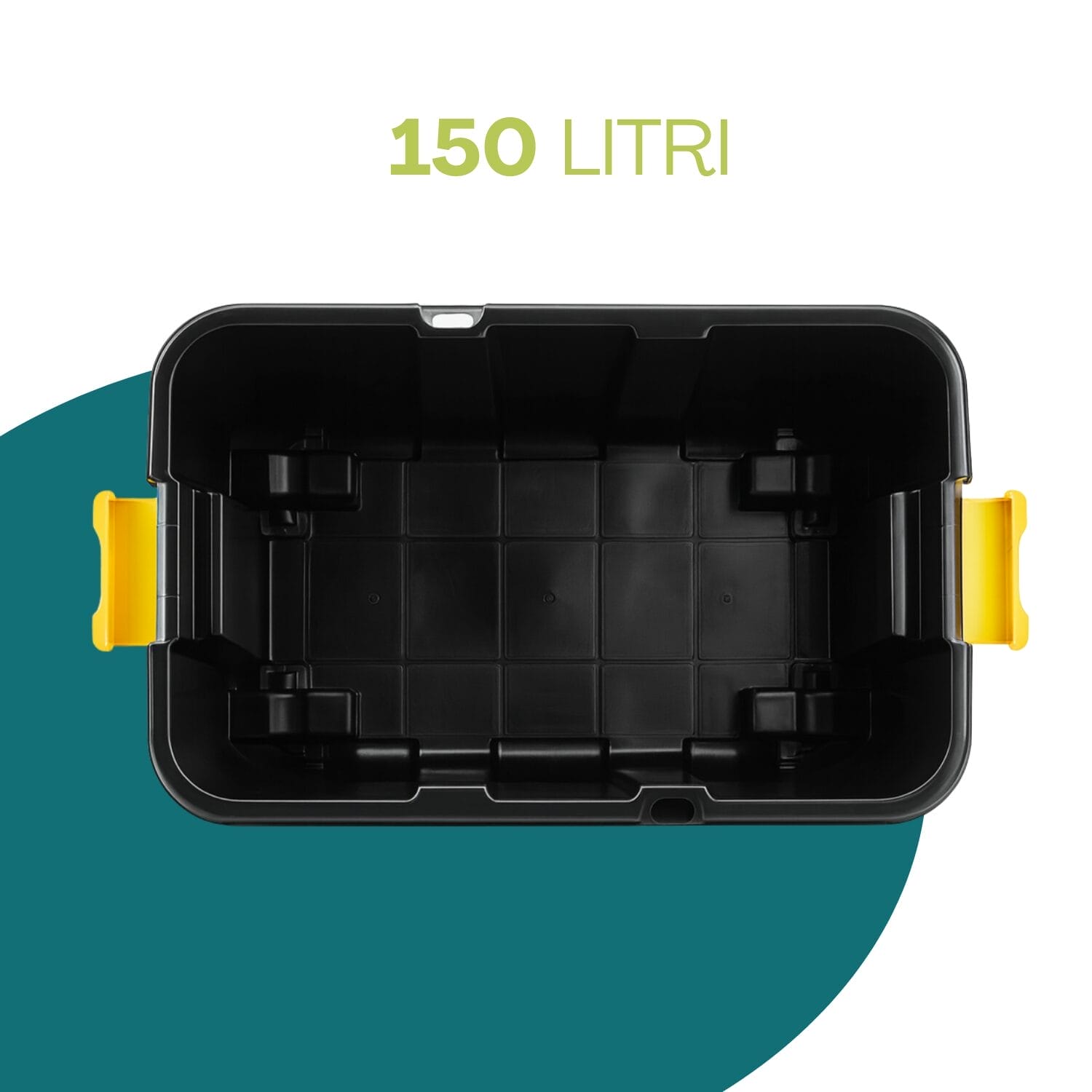 box attrezzi 150 litri Baule porta attrezzi in plastica rigida nera capacità 150 litri con chiusura a scatto