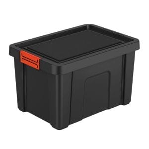 Contenitori multiuso in plastica nera con chiusure a scatto