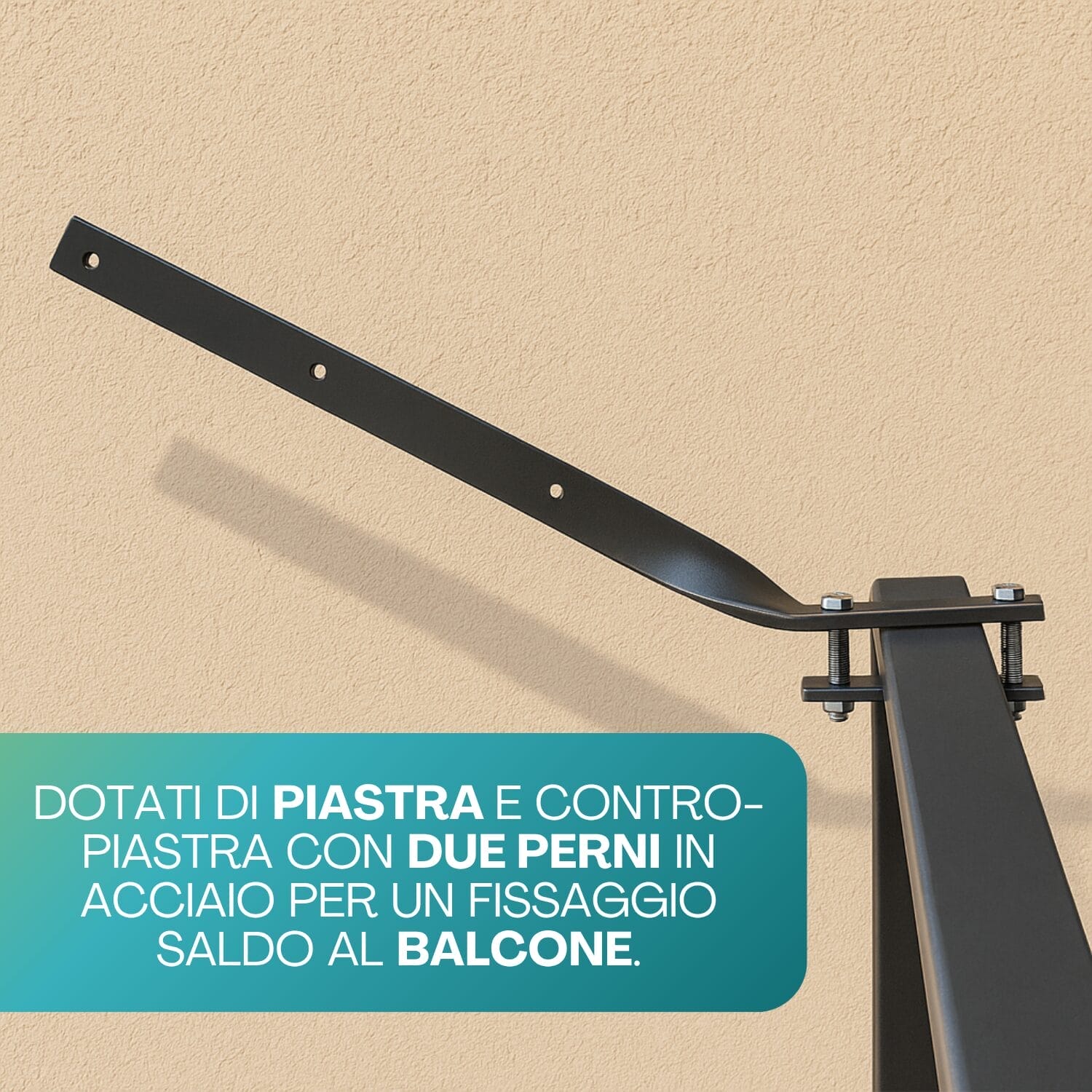 bracci-stendibiancheria-caratter. Bracci stendibiancheria in ferro verniciato con perni in acciaio e 3 fori