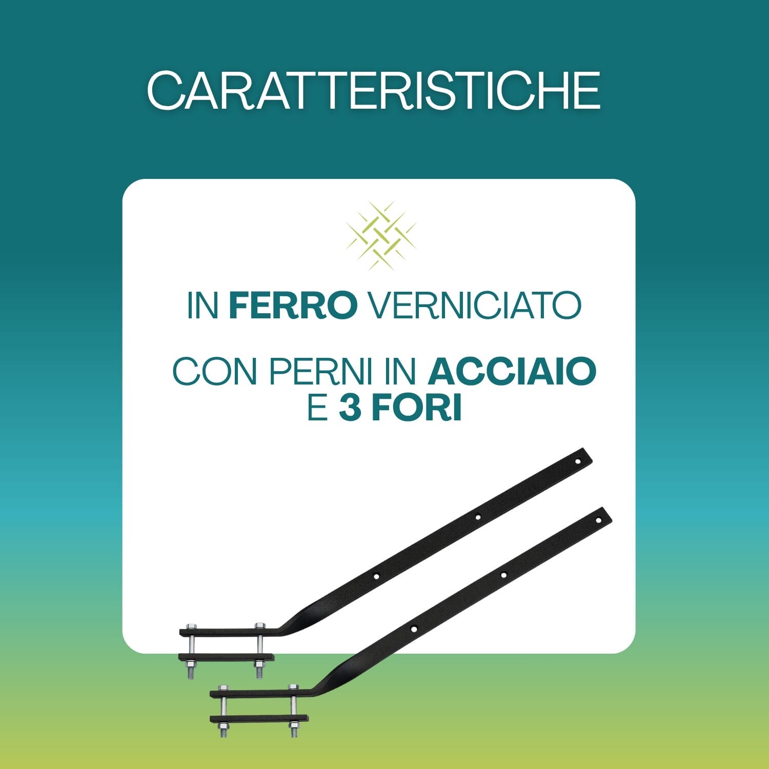 Bracci stendibiancheria in ferro verniciato con perni in acciaio e 3 fori