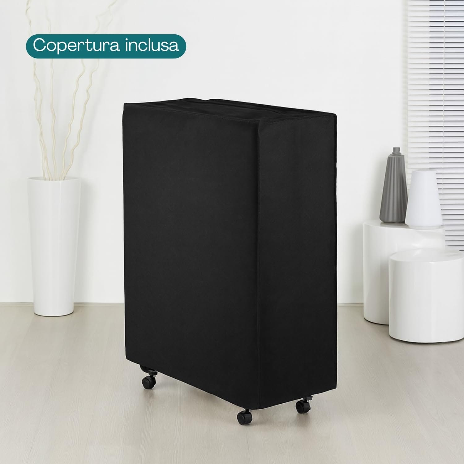 Copertura protettiva per brandina pieghevole con ruote per facile trasporto