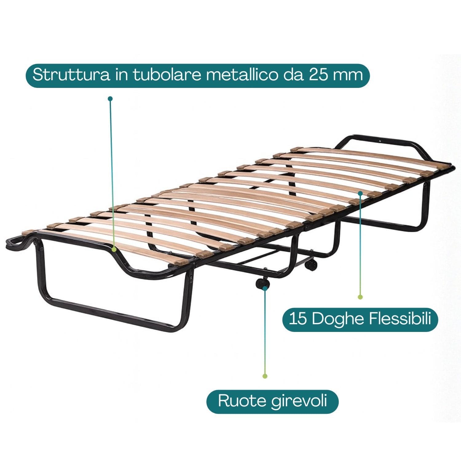 Brandina con struttura in metallo 25 mm e 15 doghe flessibili