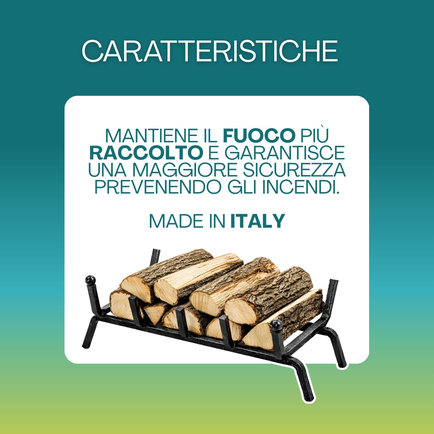 Brucialegna in ferro battuto con legna sollevata per fuoco più sicuro e raccolto