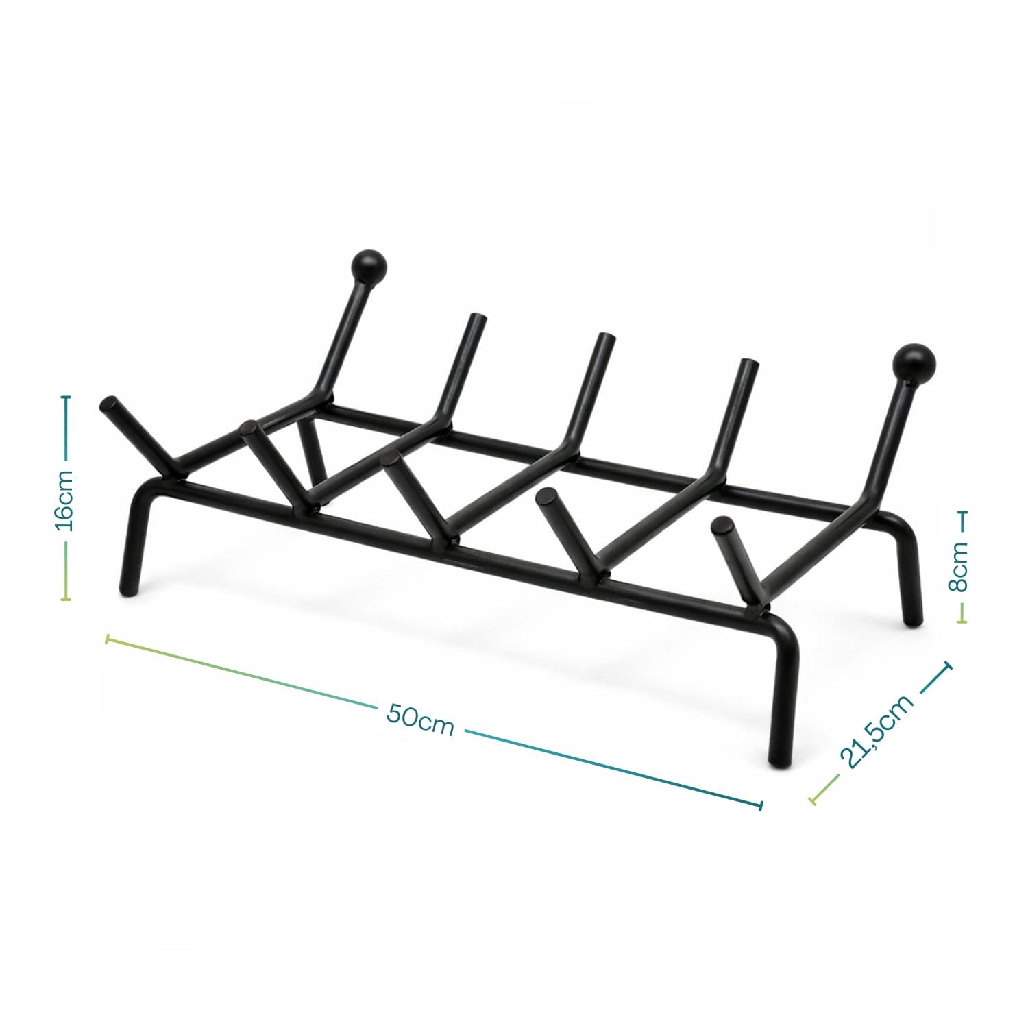 Brucialegna in ferro battuto con misure 50x21,5x16 cm