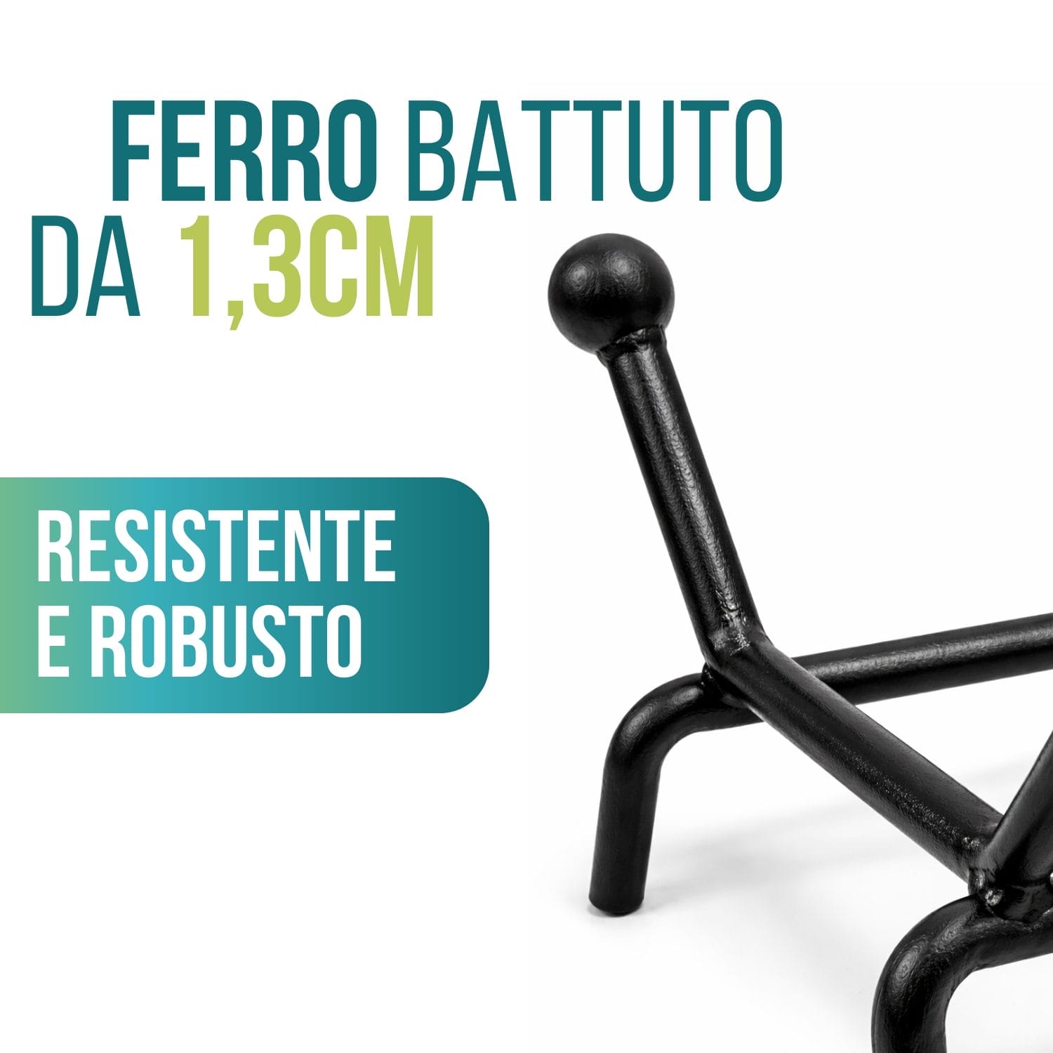 Dettaglio brucialegna in ferro battuto spesso 1,3 cm