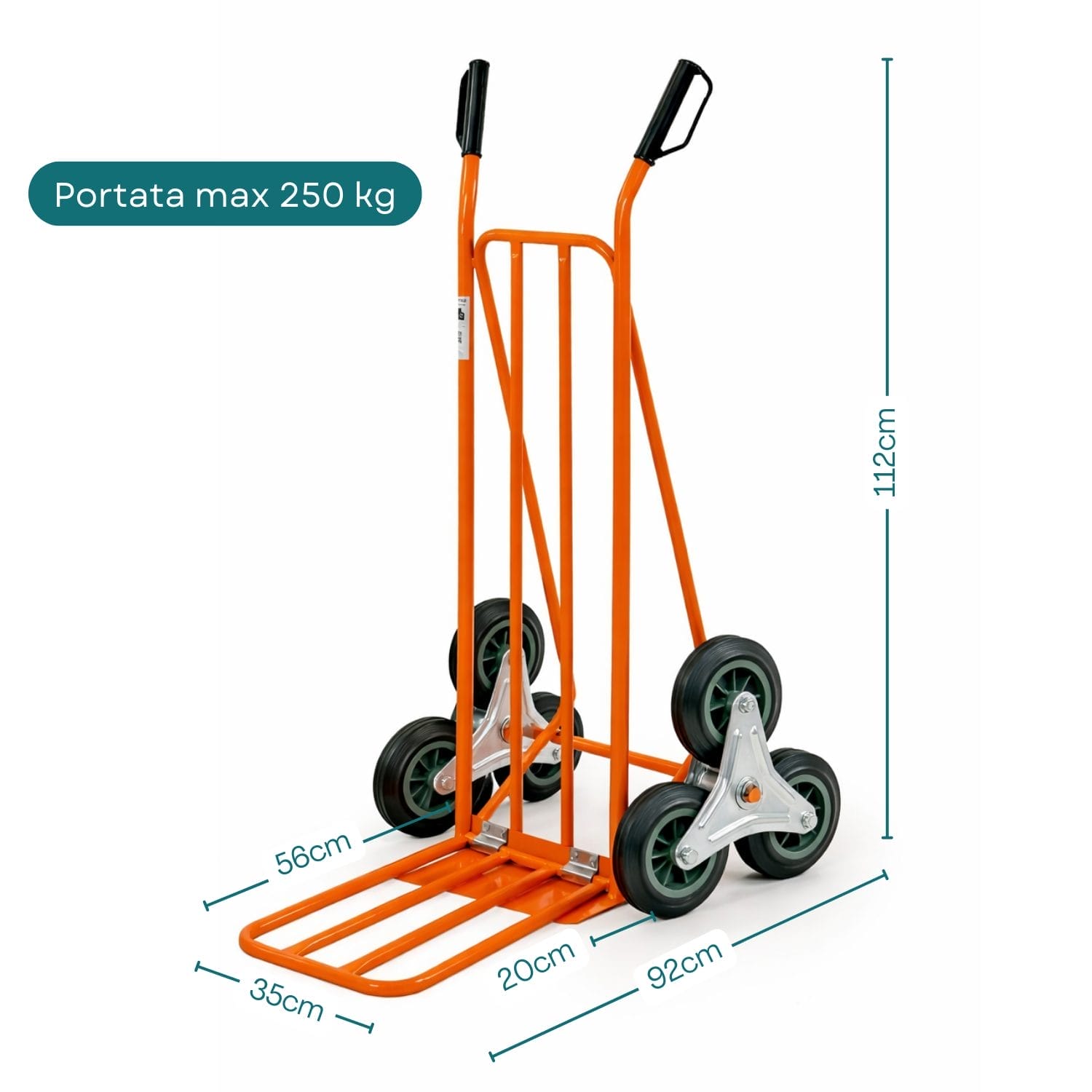 Carrello portapacchi saliscale portata 250 kg dimensioni 112x92x56 cm
