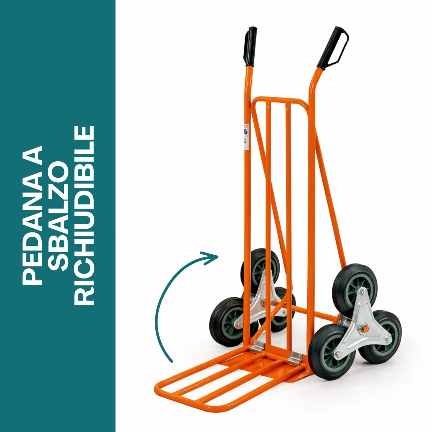 Carrello portapacchi con pedana ribaltabile richiudibile salvaspazio