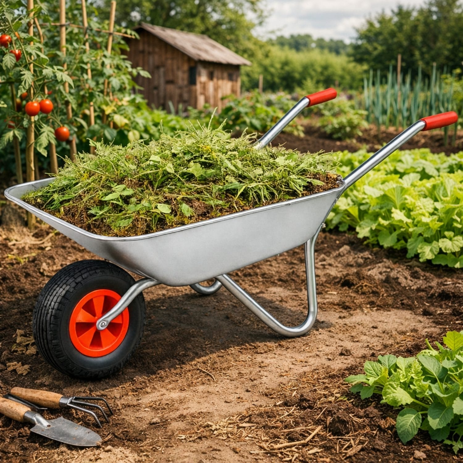 Carriola da giardino per trasporto erba e terra